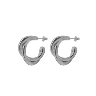 RITA TWIST large hoop earrings, silver