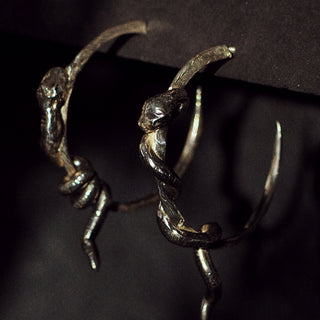 CAVIGNI SNAKE large hoop earrings, silver