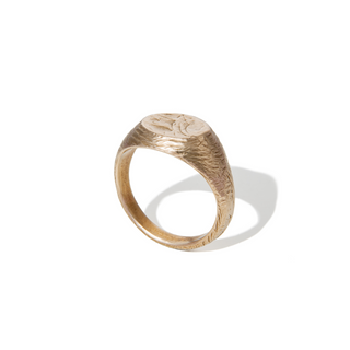 The Melt brass signet ring handcrafted by Lunaflux.