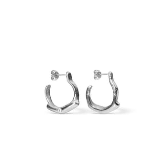FIBULA chunky huggie hoop earrings, silver