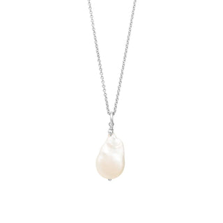 MEGAN baroque pearl pendant necklace, silver