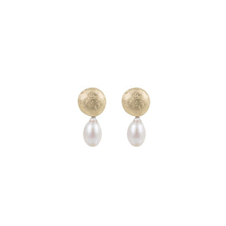 PEBBLE & PEARL drop earrings, 9ct gold