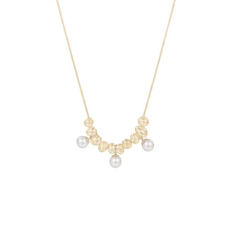 PEBBLE & PEARL necklace, 9ct gold