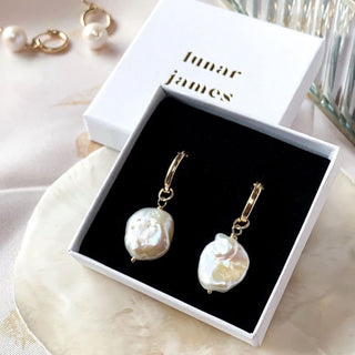 PEARL & RAPHAEL baroque pearl drop earrings, silver