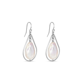 OSTRA pearl drop earrings, silver