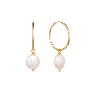 LYDIA pearl midi hoop earrings, silver