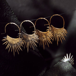 MORANO SPIKED HALO large hoop earrings, 9ct gold