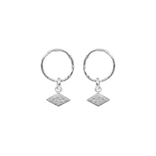 TEXTURED SHAPES drop earrings, silver