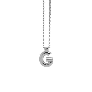 INITIAL chunky pendant necklace, silver