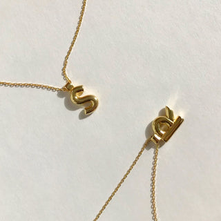 INITIAL chunky pendant necklace, gold-plated