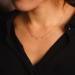 CIRCINUS 3 droplet gemstone necklace, 9ct rose gold