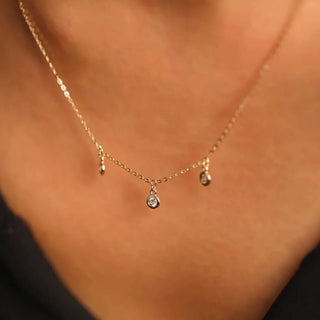 CIRCINUS 3 droplet gemstone necklace, 9ct white gold
