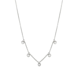 CIRCINUS 5 droplet gemstone necklace, 9ct white gold