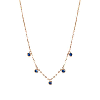 CIRCINUS 5 droplet gemstone necklace, 9ct rose gold