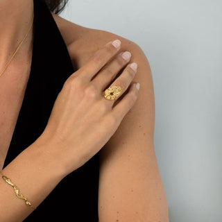 FORTITUDE statement ring, gold-plated