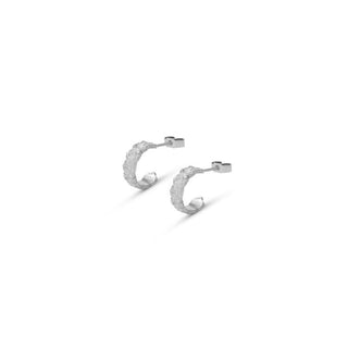 PRESENCE chunky huggie hoop earrings, silver