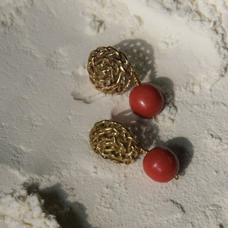 ELENA gemstone drop earrings, gold-plated