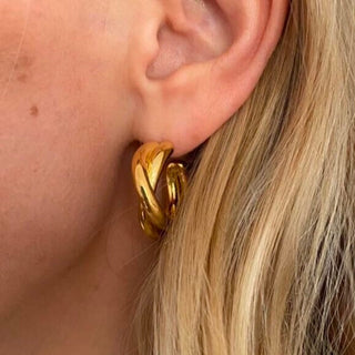 RITA TWIST large hoop earrings, silver