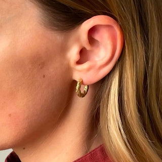 CRUSHED midi hoop earrings, gold-plated