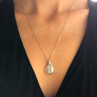 TEX coin pendant necklace, silver