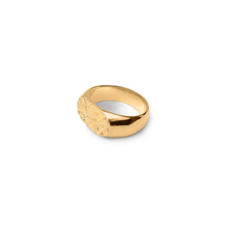CERES chunky signet ring, yellow gold-plated