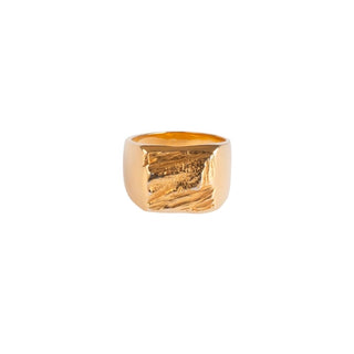LOZEN chunky signet ring, gold plated