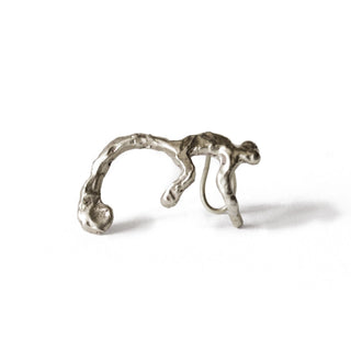 Recycled silver monkey cuff earring on its side