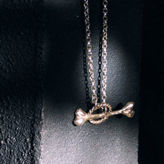 PEROSSA BONE lariat chain necklace, 9ct gold