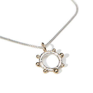 BOBBLE open circle pendant necklace, 9ct gold and silver