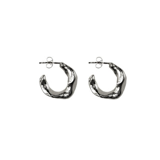 CRESCENT BEESWAX chunky huggie hoop earrings, silver