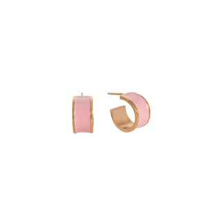 COLOUR POP chunky huggie hoop earrings, pink enamel