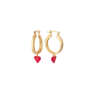 DANCING HEART midi hoop earrings, gold-plated