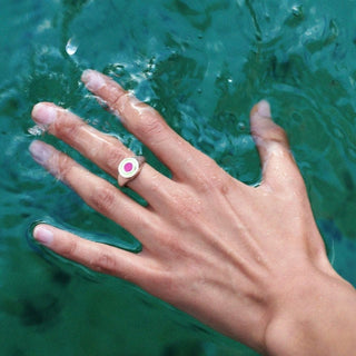 WATERMELON enamel chunky signet ring