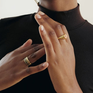 SPOTTED enamel stacking ring, gold-plated