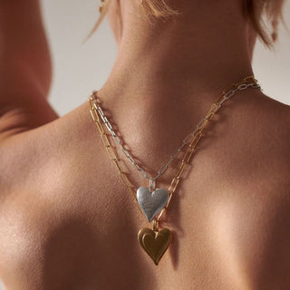 XL A JOYAS HEART chunky pendant necklace, silver