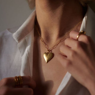 XL A JOYAS HEART chunky pendant necklace, silver