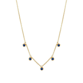 CIRCINUS 5 droplet gemstone necklace, 9ct yellow gold