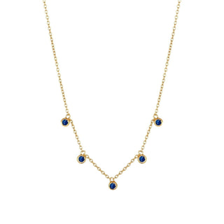 CIRCINUS 5 droplet gemstone necklace, 9ct yellow gold