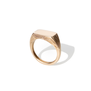 The Hewn signet ring by Lunaflux in brass.