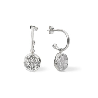 LAMINA COIN drop earrings, silver