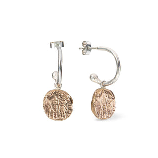 LAMINA COIN drop earrings, two-tone