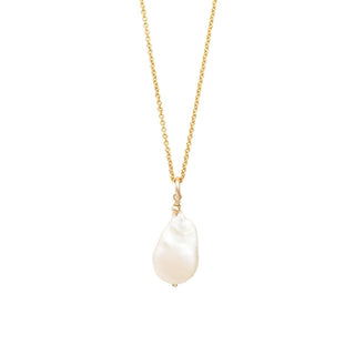 MEGAN baroque pearl pendant necklace, silver