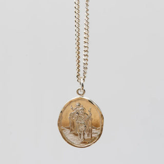 ST. CHRISTOPHER coin pendant necklace, 9ct gold
