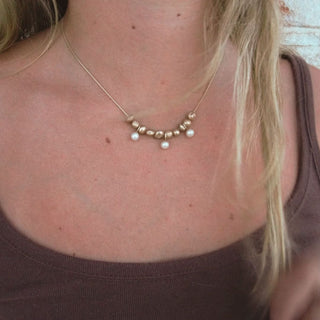 PEBBLE & PEARL necklace, silver
