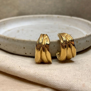 LAMELLA chunky hoop earrings, gold-plated