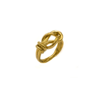 Gold plated Double Rope ring by Claire Hibon on a white background.