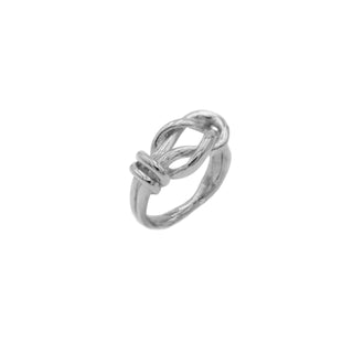 The Double Rope ring by Claire Hibon in sterling silver on a white background.