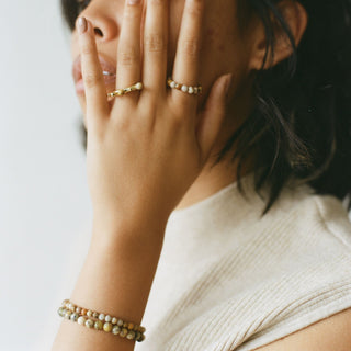 THALIA gemstone beaded bracelet, silver