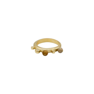 NAIM chunky gemstone beaded ring, gold-plated