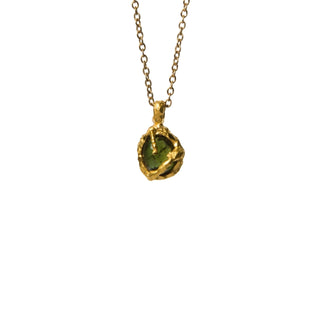 Gold-plated green tourmaline Rhea pendant necklace made from recycled sterling silver